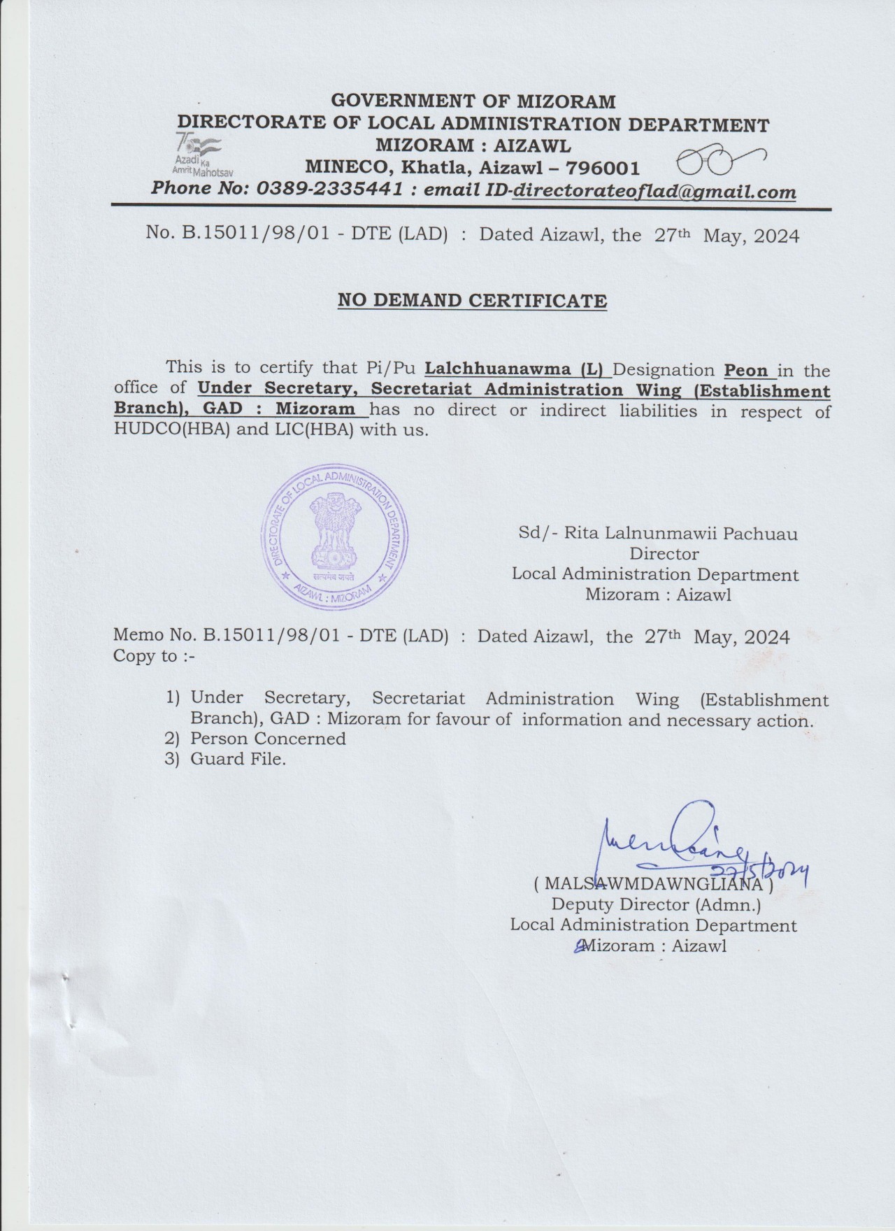 Directorate of Local Administration Department, Government of Mizoram ...